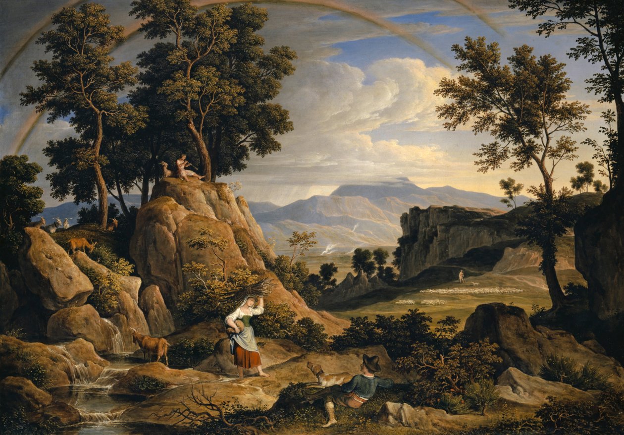 Landschaft bei Olevano mit Regenbogen, 1823-24 von Joseph Anton Koch