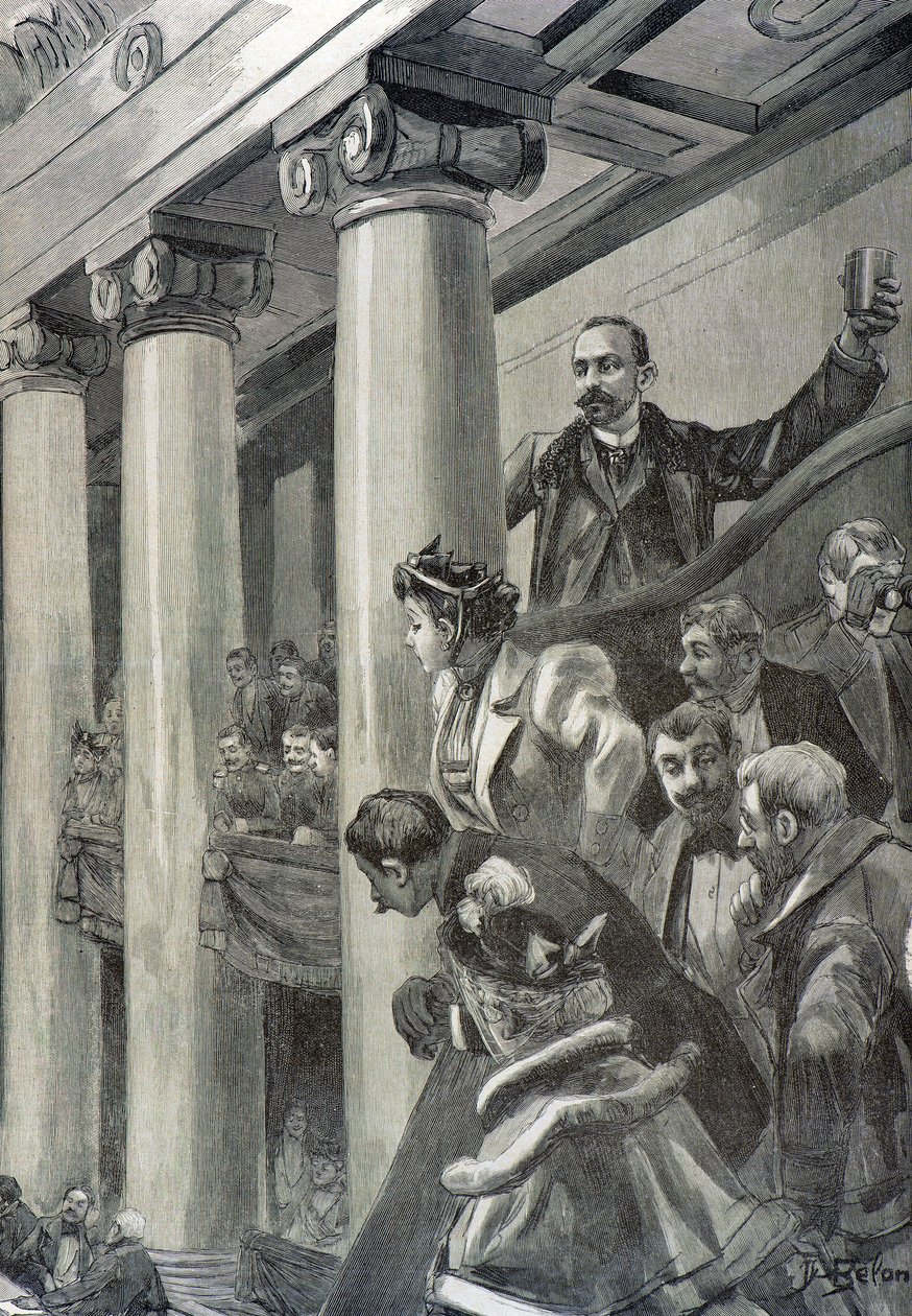 Anarchist Auguste Vaillant wirft seine Bombe von Joseph Belon