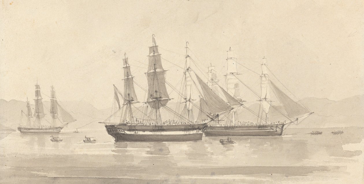 Drei Schiffe mit Barkentakelung von Joseph Cartwright