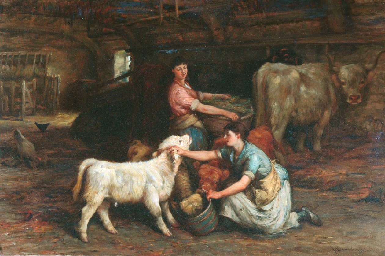 Die Kälber füttern von Joseph Denovan Adam
