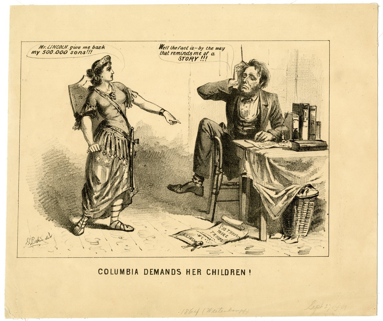 Columbia fordert ihre Kinder, 1864 von Joseph E. Baker