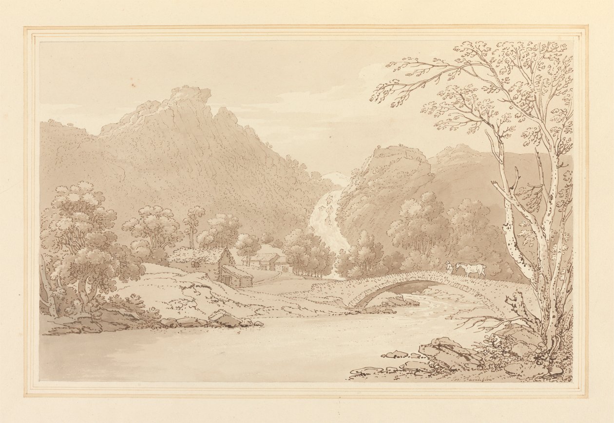 Lodore Felsen & Wasserfall Vorderansicht von Joseph Farington