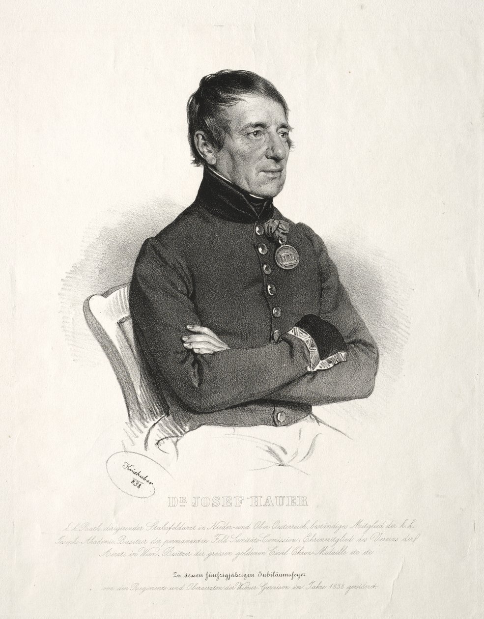 Porträt von Dr. Joseph Hauer von Joseph Kriehuber