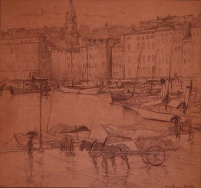 Hafenszene, Regentag von Joseph Milner Kite