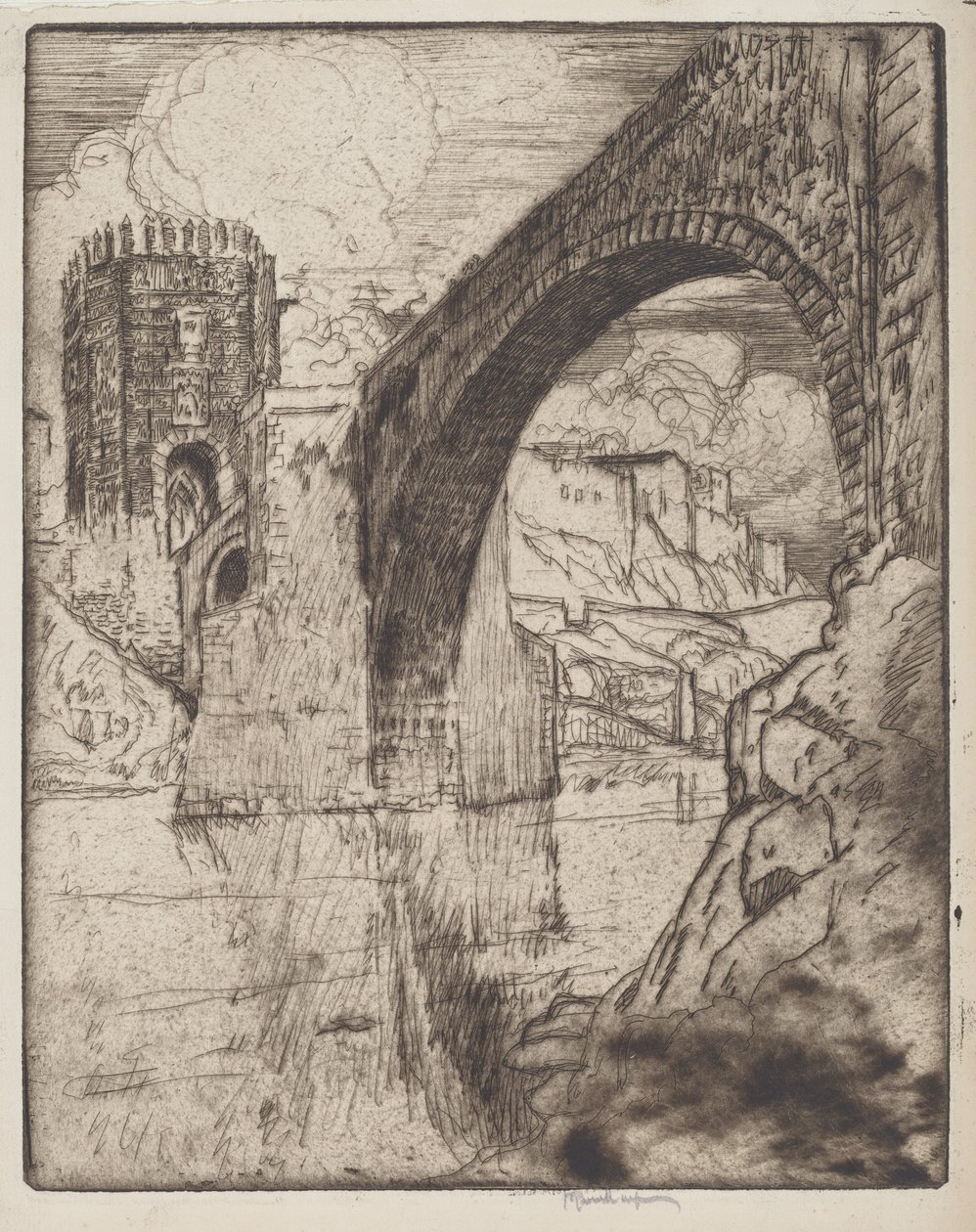 Bogen der Brücke von Alcantara von Joseph Pennell