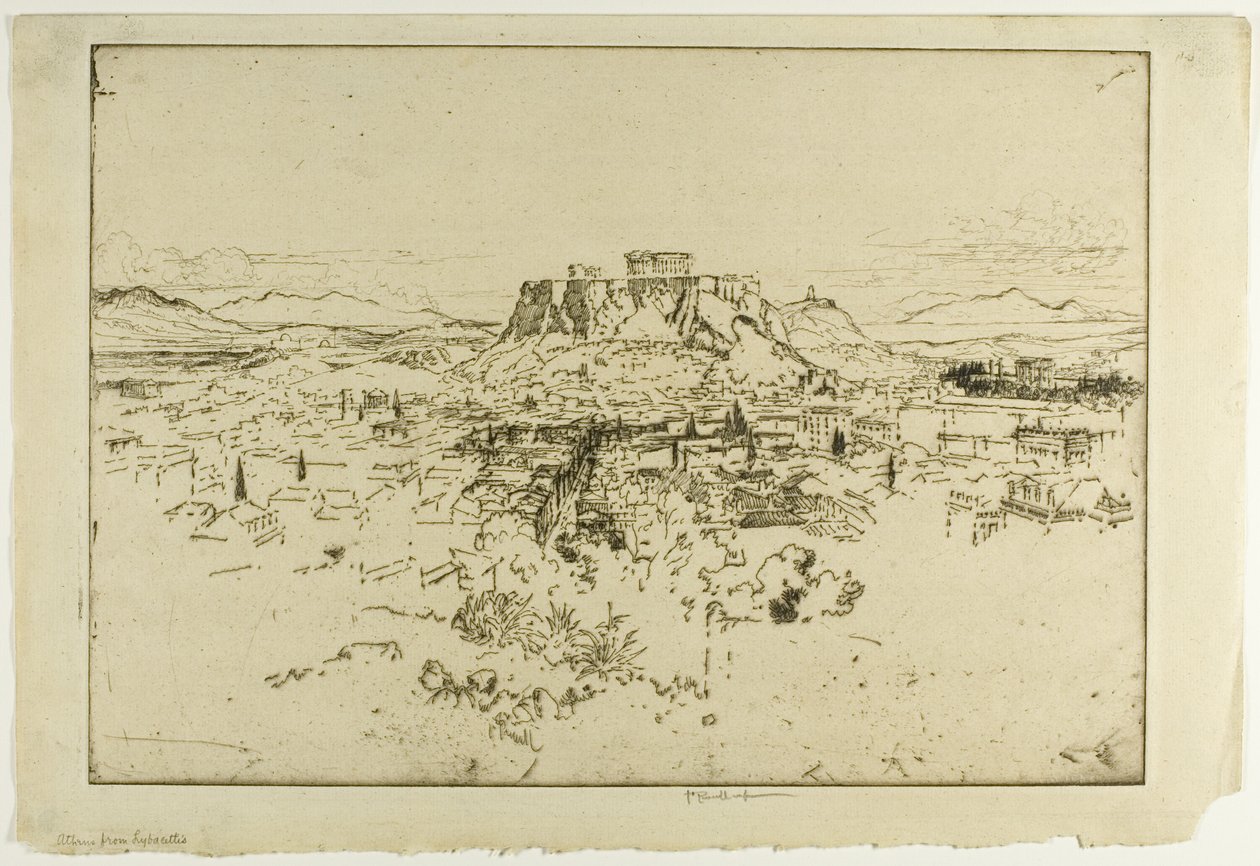 Athen vom Berg Lybacettus von Joseph Pennell
