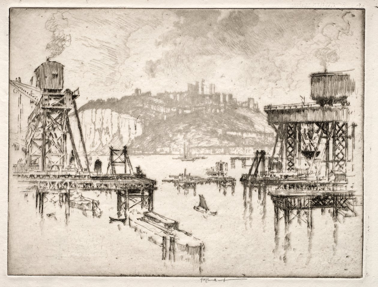 Bau des Dover Piers von Joseph Pennell