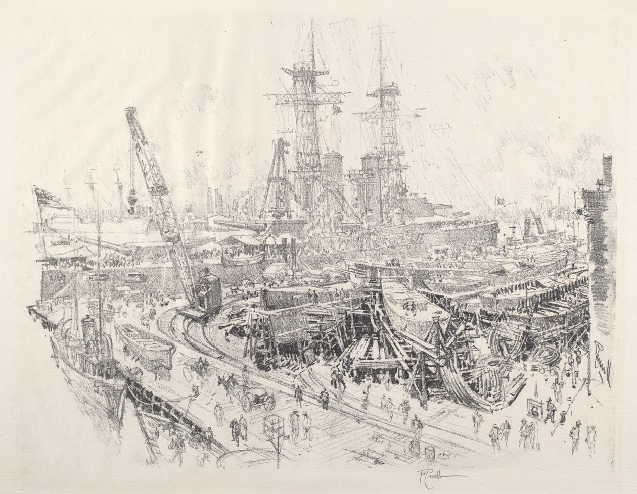 U-Boot-Jäger bauen von Joseph Pennell
