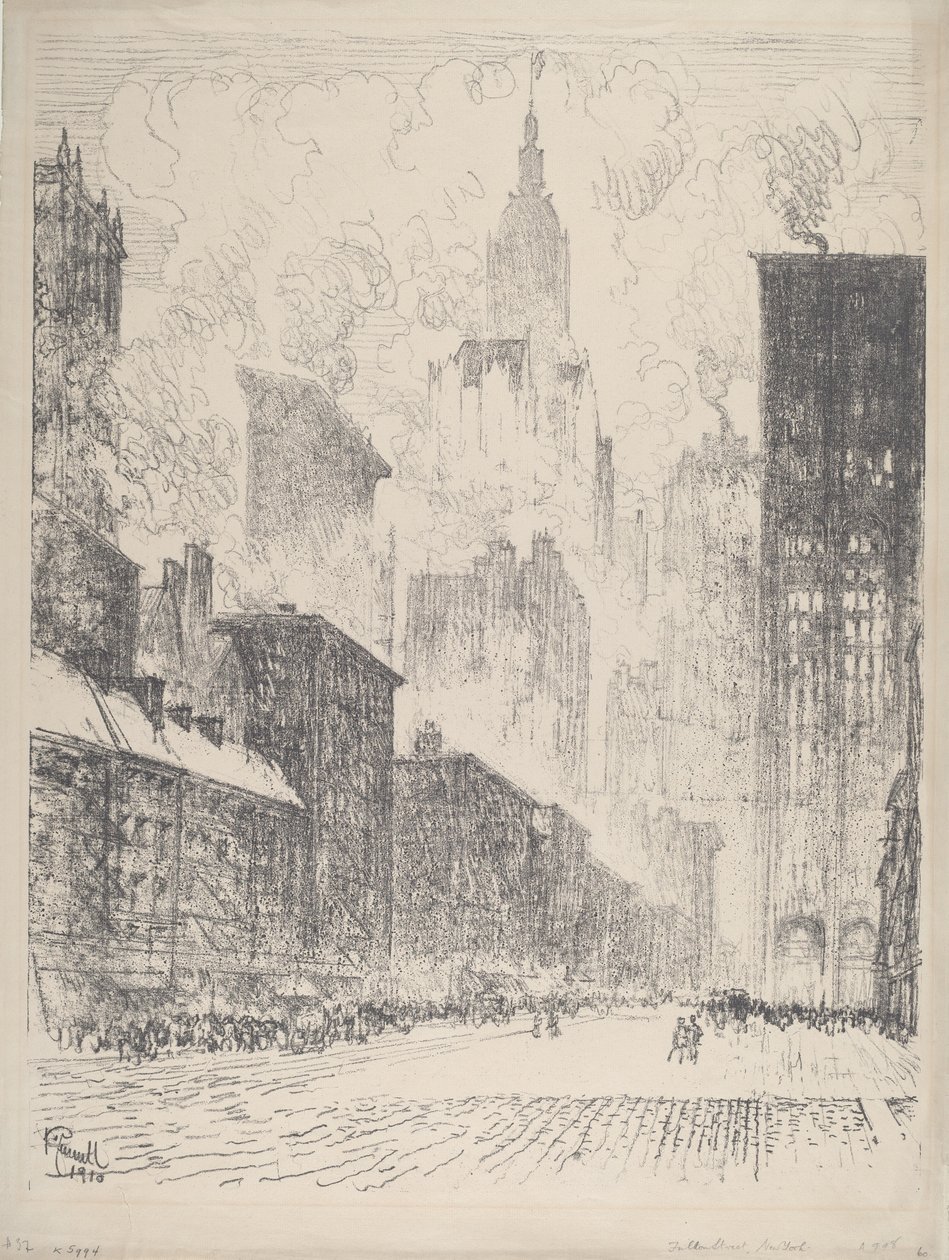 Von der Fulton Street, 1910 von Joseph Pennell