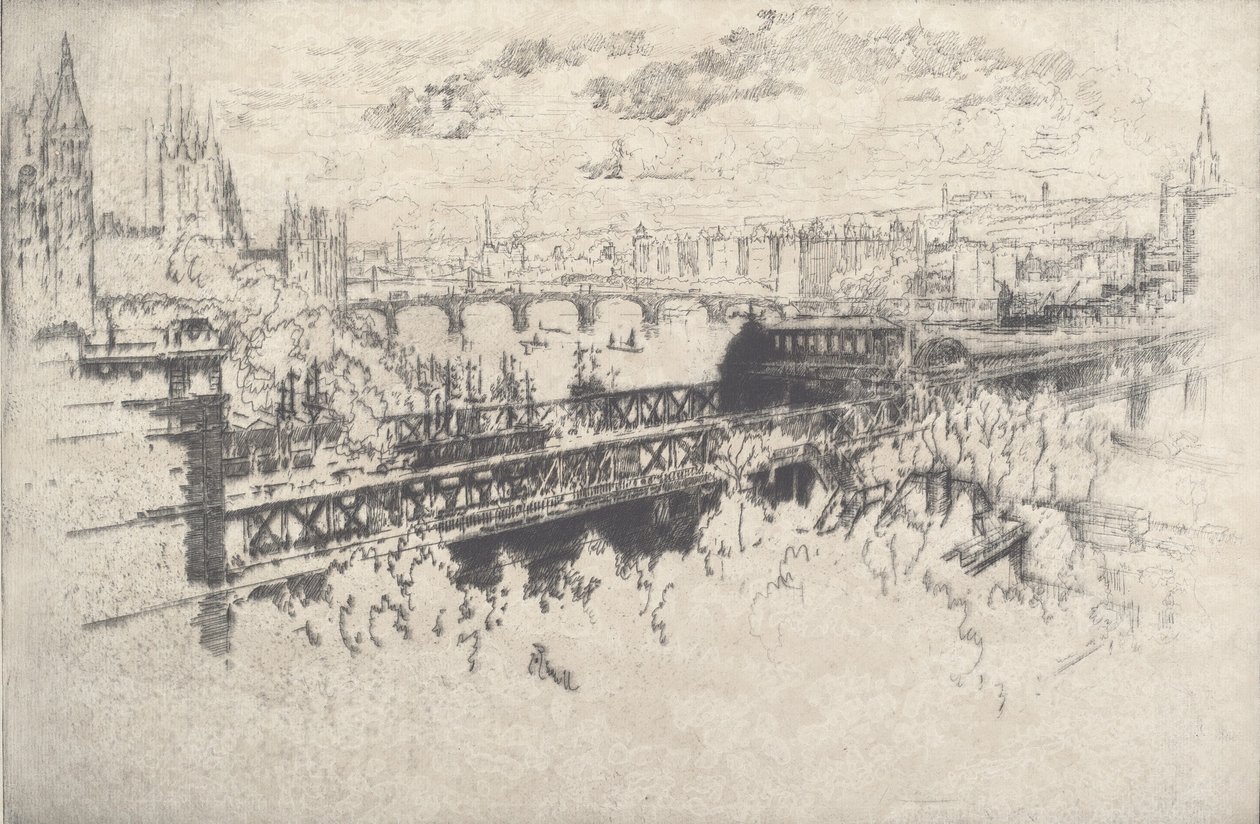 London über die Charing Cross Bridge von Joseph Pennell
