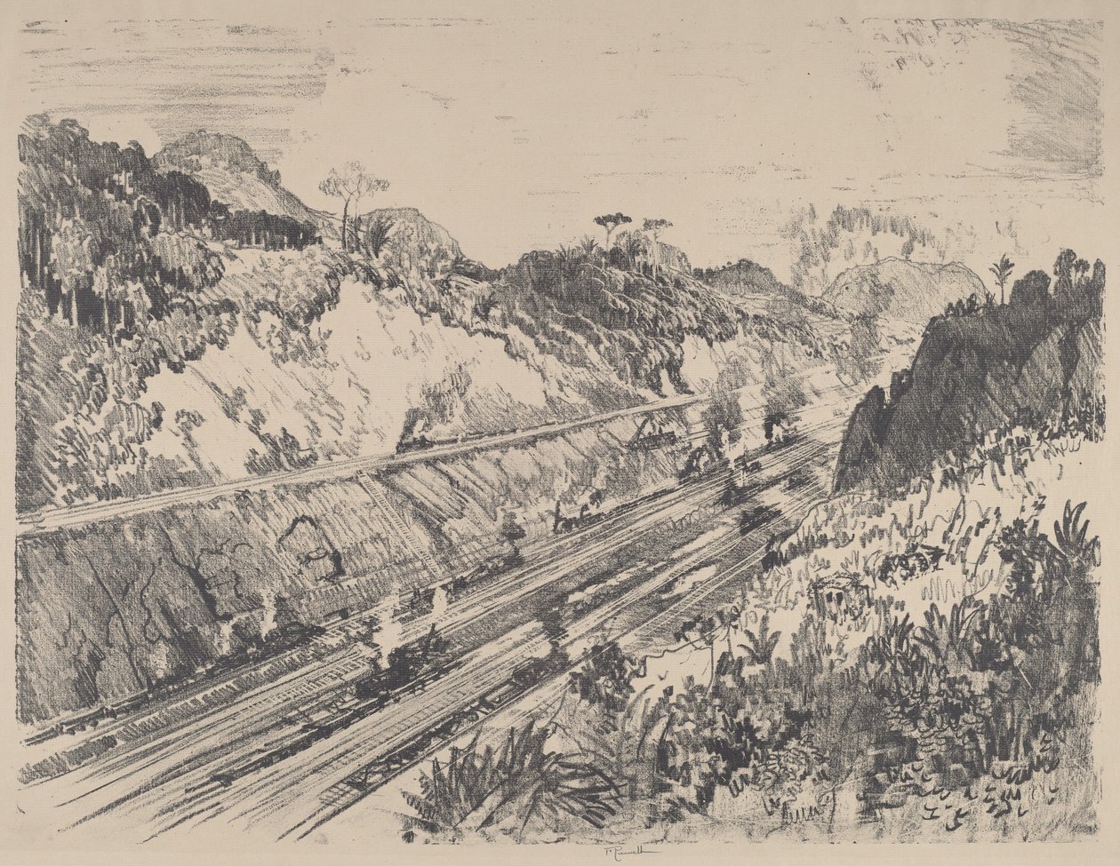Blick auf den Schnitt von Bas Obispo von Joseph Pennell