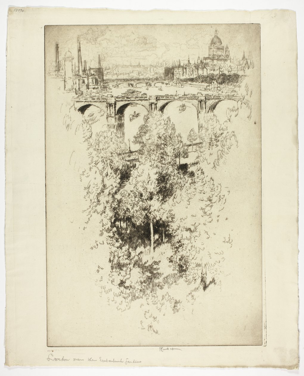 Über die Waterloo-Brücke, Kirche und Arbeit von Joseph Pennell