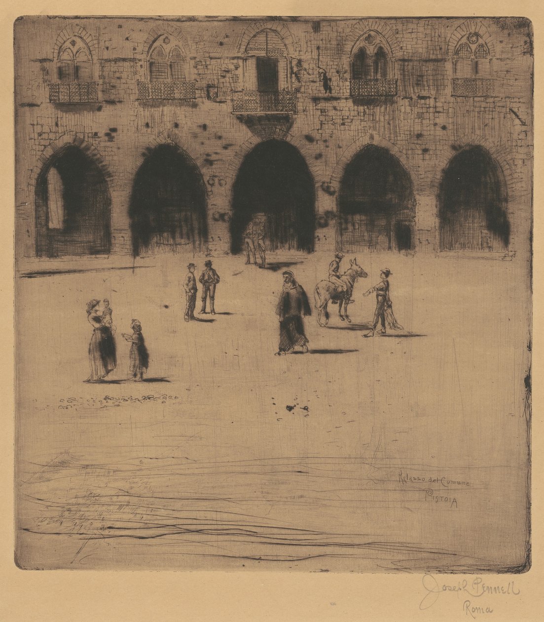 Plazza del Comune, Pistoia von Joseph Pennell