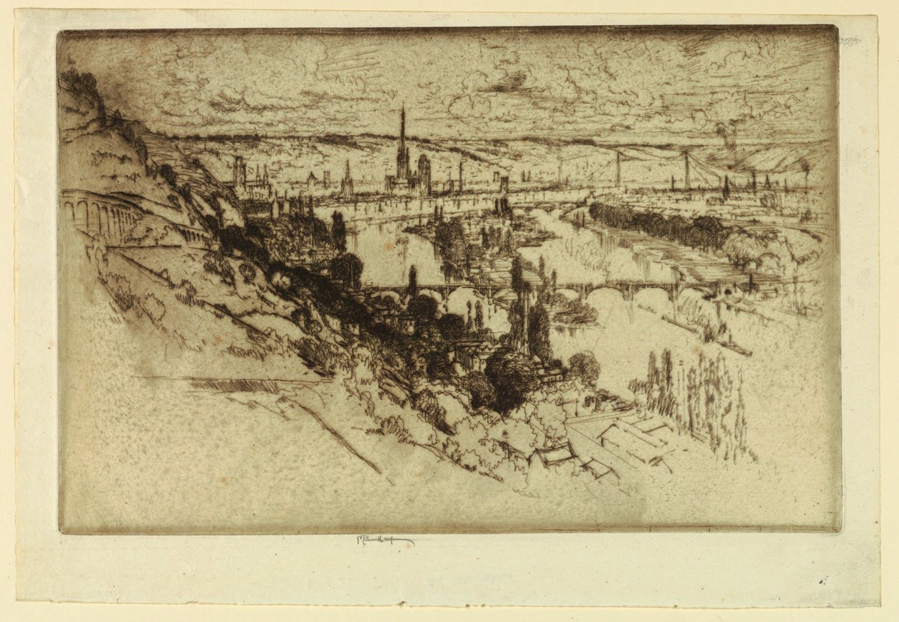 Rouen von Bon Secours von Joseph Pennell