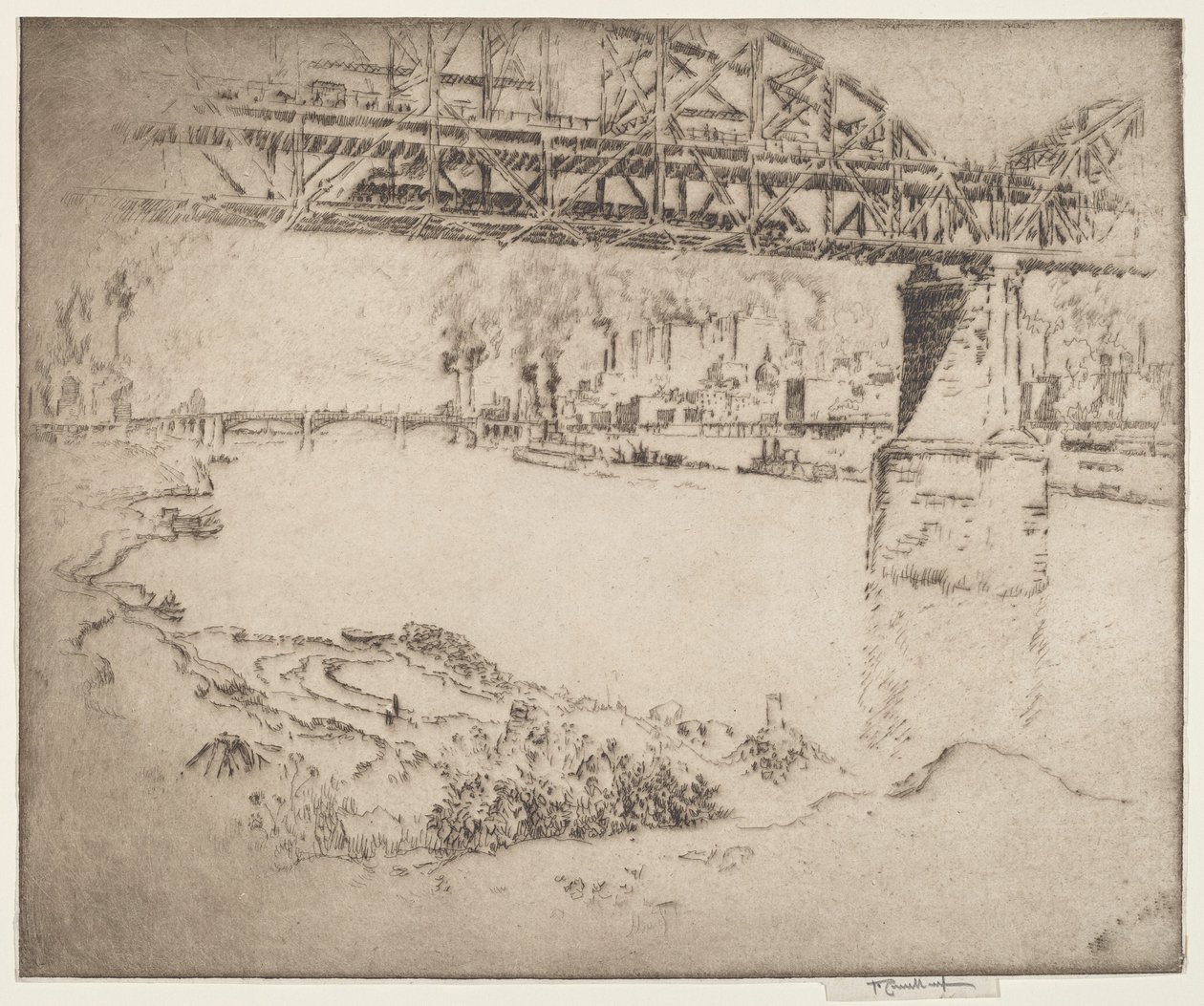 Die Stadtbrücke, St. Louis von Joseph Pennell