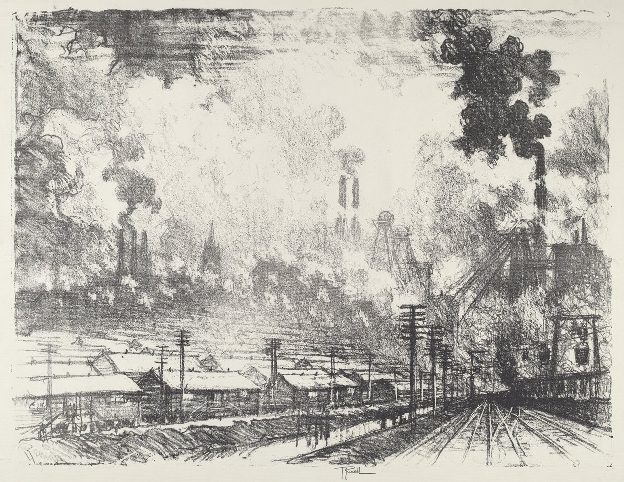 Die Kohlenmine, 1916 von Joseph Pennell