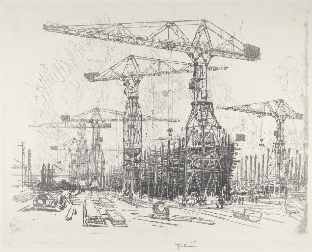 Die alte Werft, 1916 von Joseph Pennell
