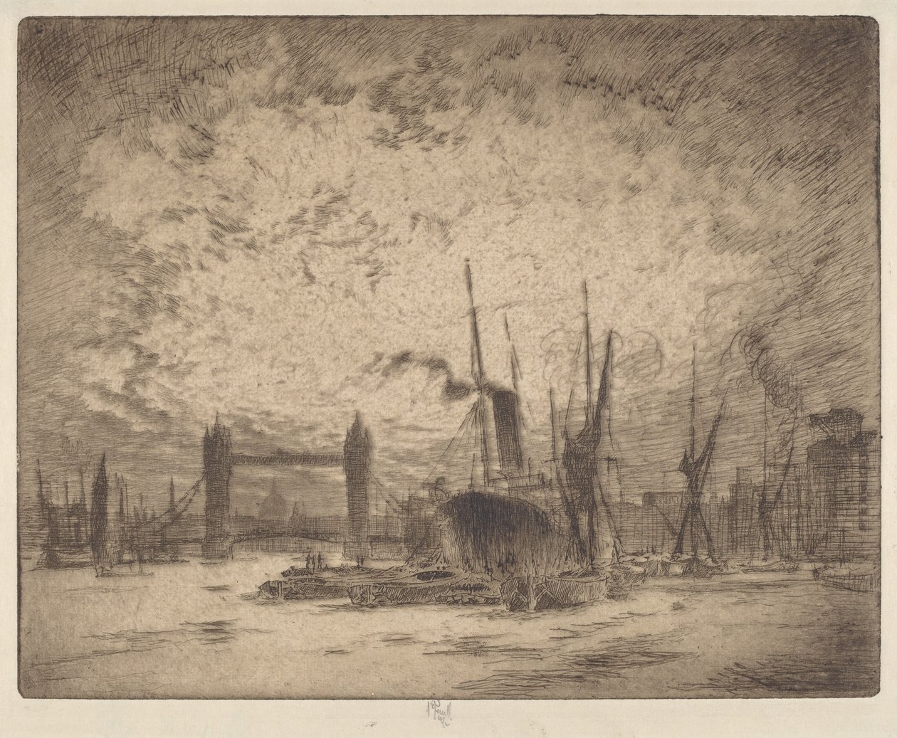 Tower Bridge, Abend von Joseph Pennell