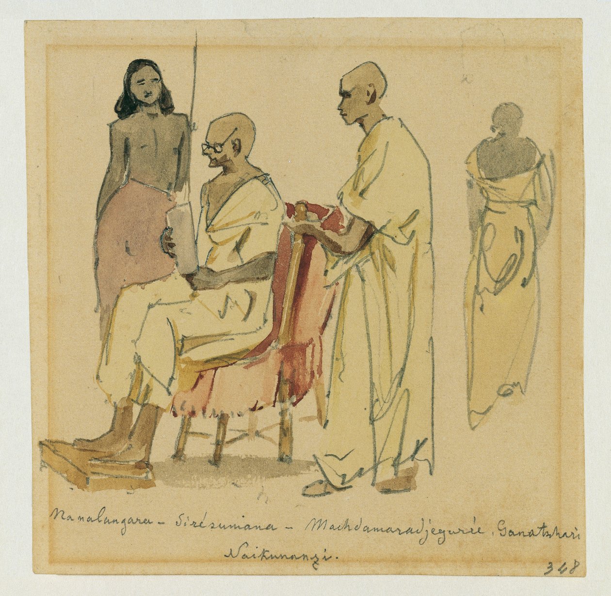 Buddhistischer Oberpriester mit Assistenz auf Ceylon von Joseph Selleny
