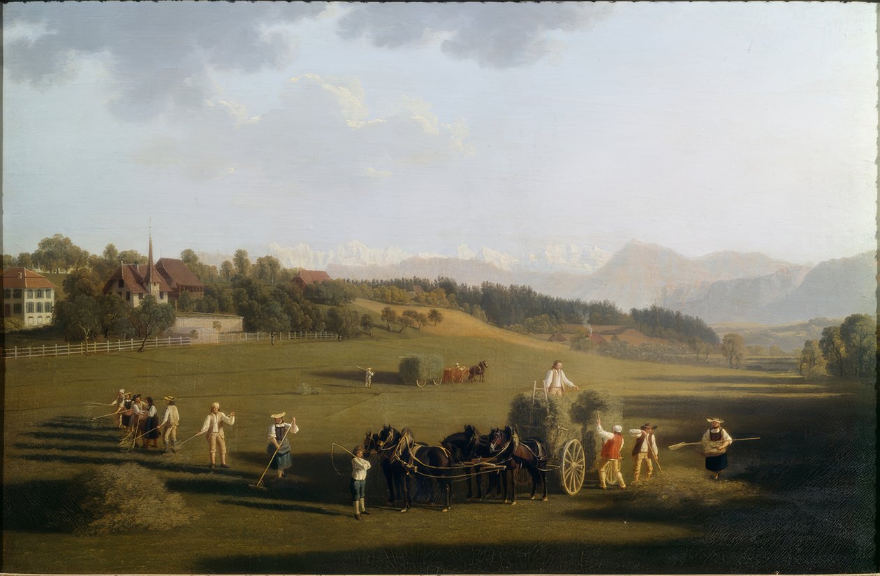 Heuernte bei Bern von Joseph Simon Volmar