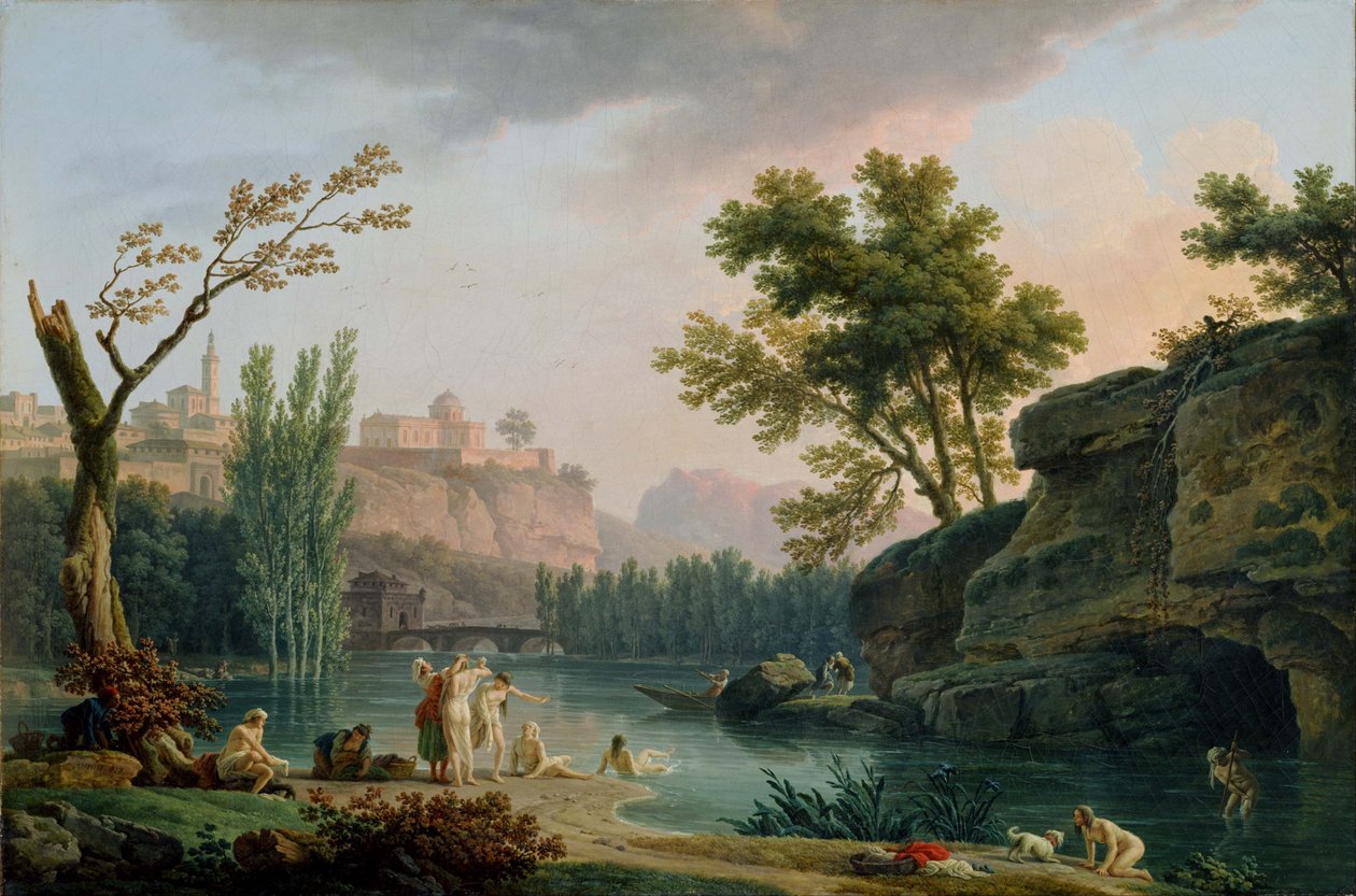 夏の夕べ、イタリア風景 von Joseph Vernet