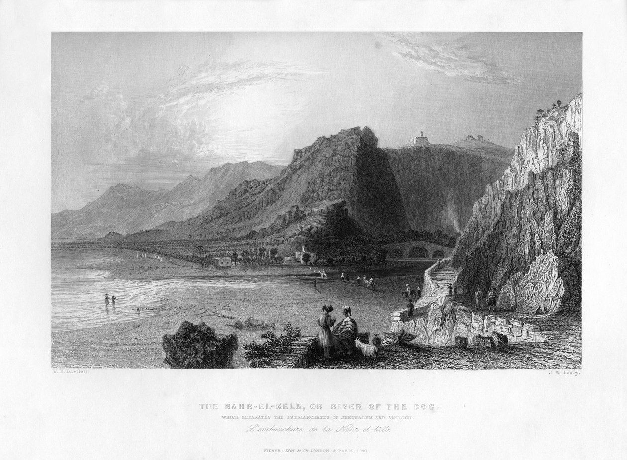 Der Nahr-El-Kelb Hundefluss, Libanon, 1841 von Joseph Wilson Lowry
