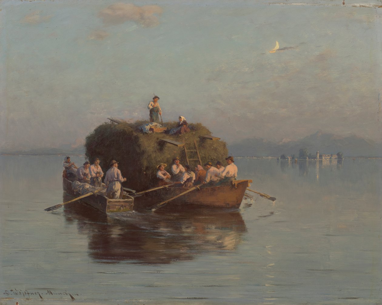 Heuboot auf dem Chiemsee von Joseph Wopfner