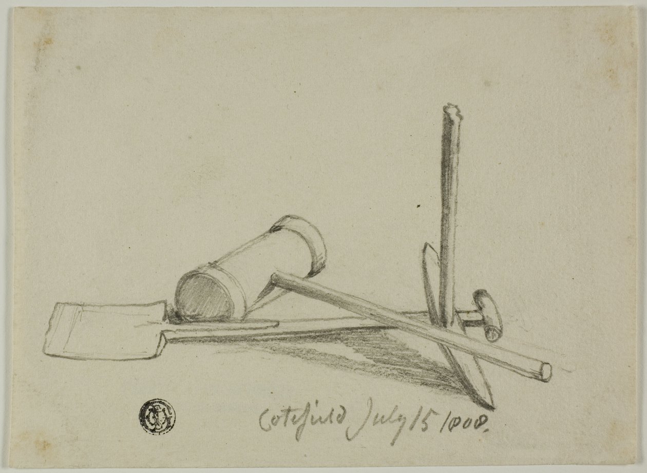 Hammer, Spitzhacke und Schaufel von Joshua Cristall