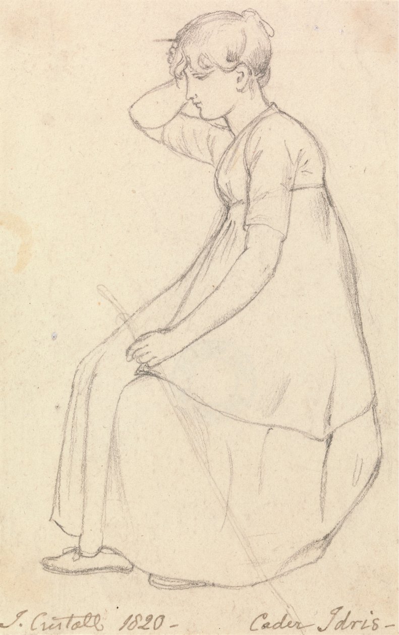 Sitzendes Mädchen mit einem Stock von Joshua Cristall