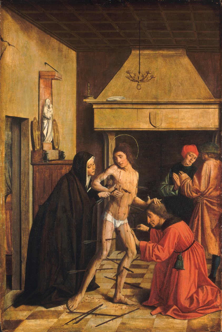 Der heilige Sebastian wird von Irene geheilt von Josse Lieferinxe