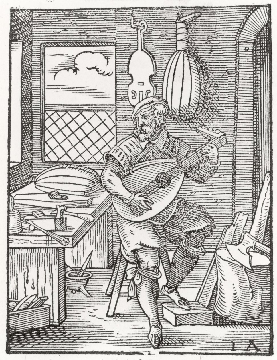 Die Werkstatt des Instrumentenmachers, ca. 1570 von Jost Amman