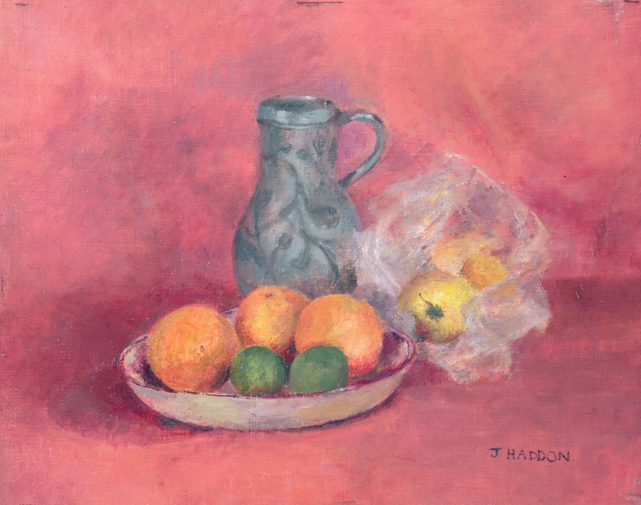 Stillleben mit Obst und Krug von Joyce Haddon