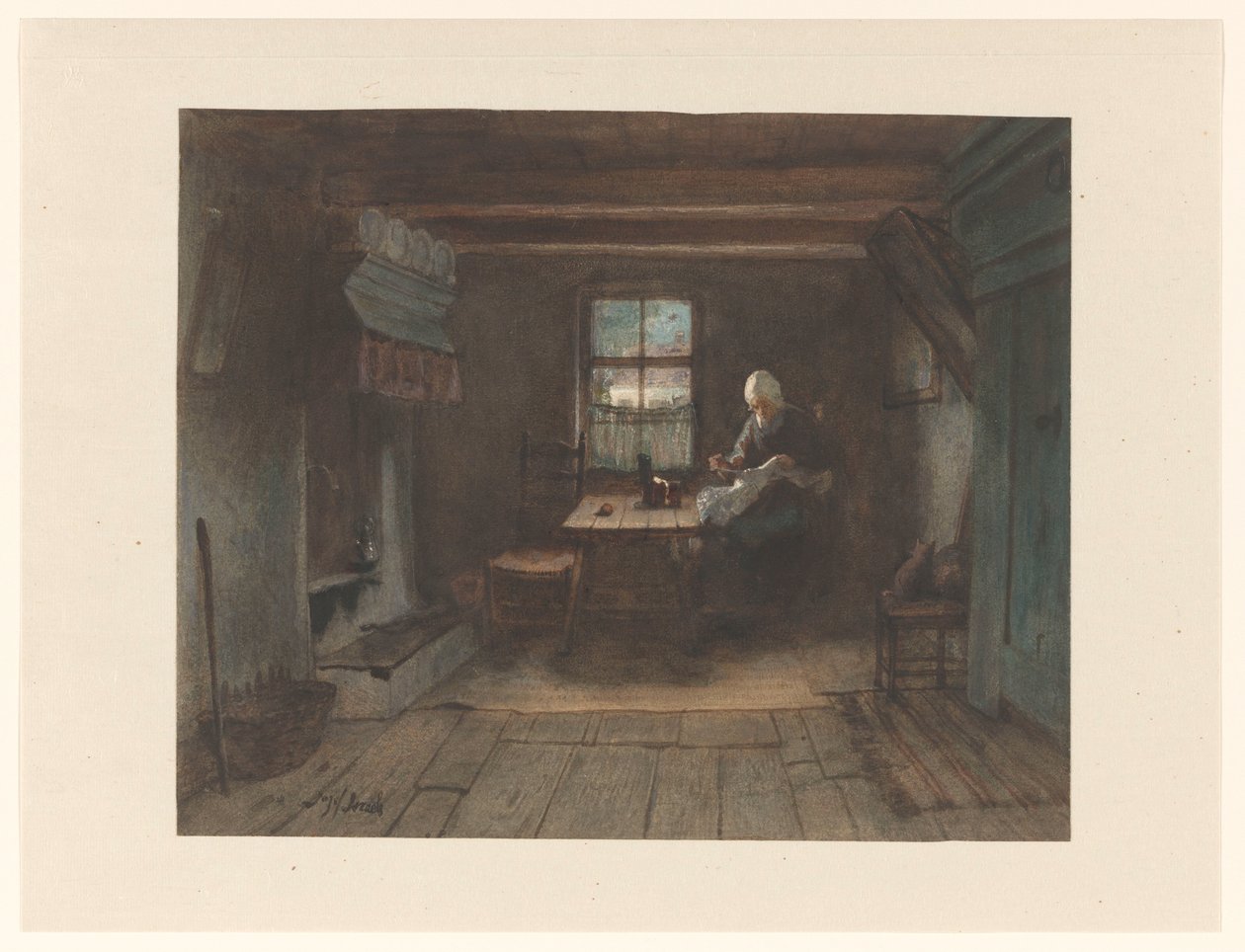 Bauernhausinnenraum von Jozef Israëls