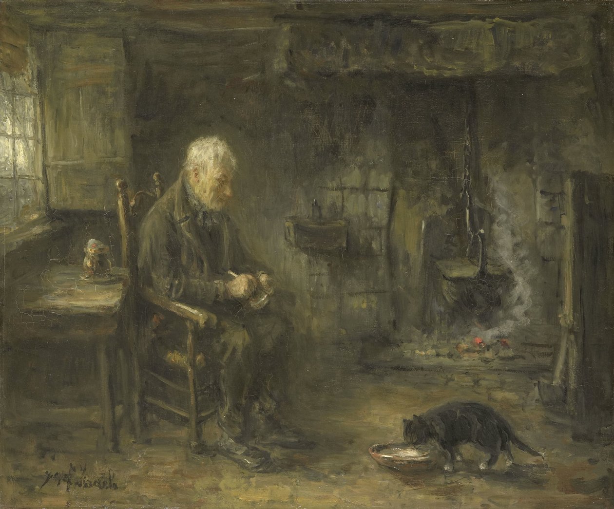 Interieur einer Bauernhütte von Jozef Israëls