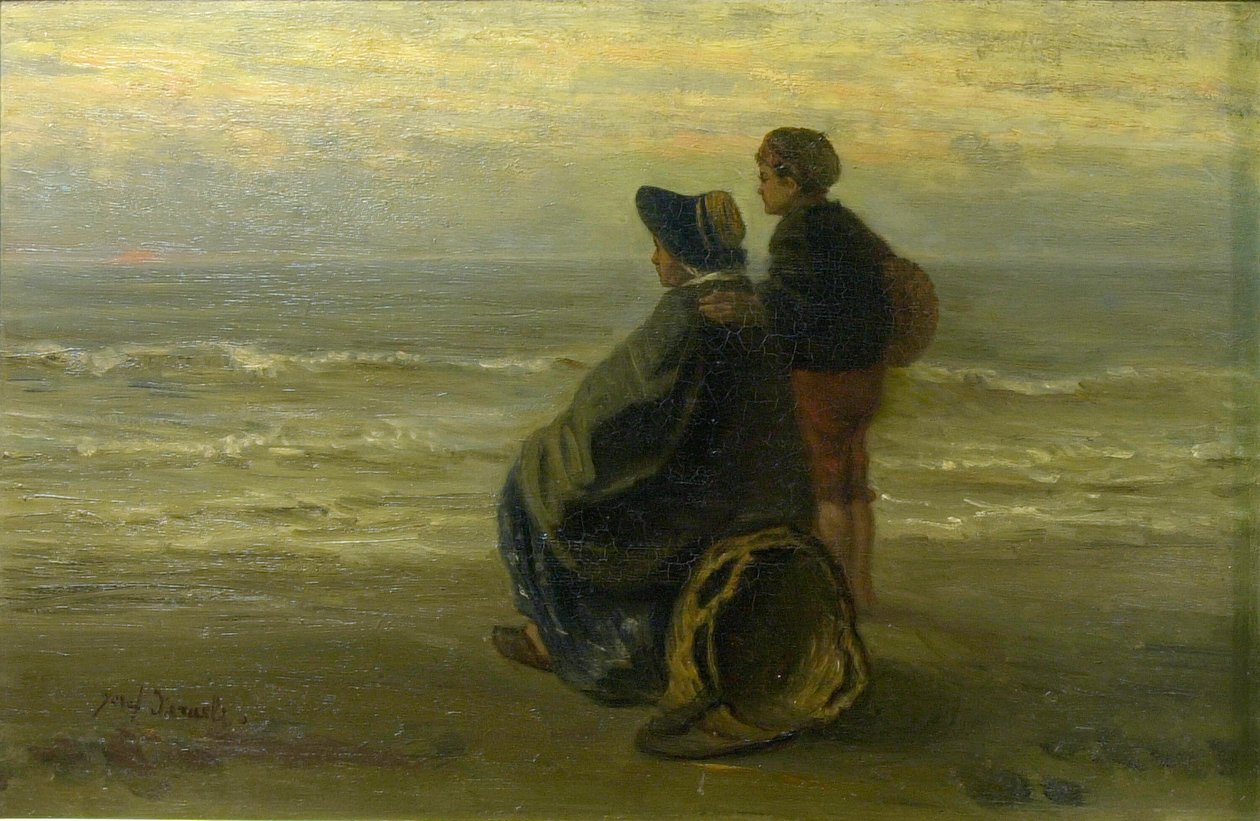 Mutter und Kind an einem Meeresufer von Jozef Israëls