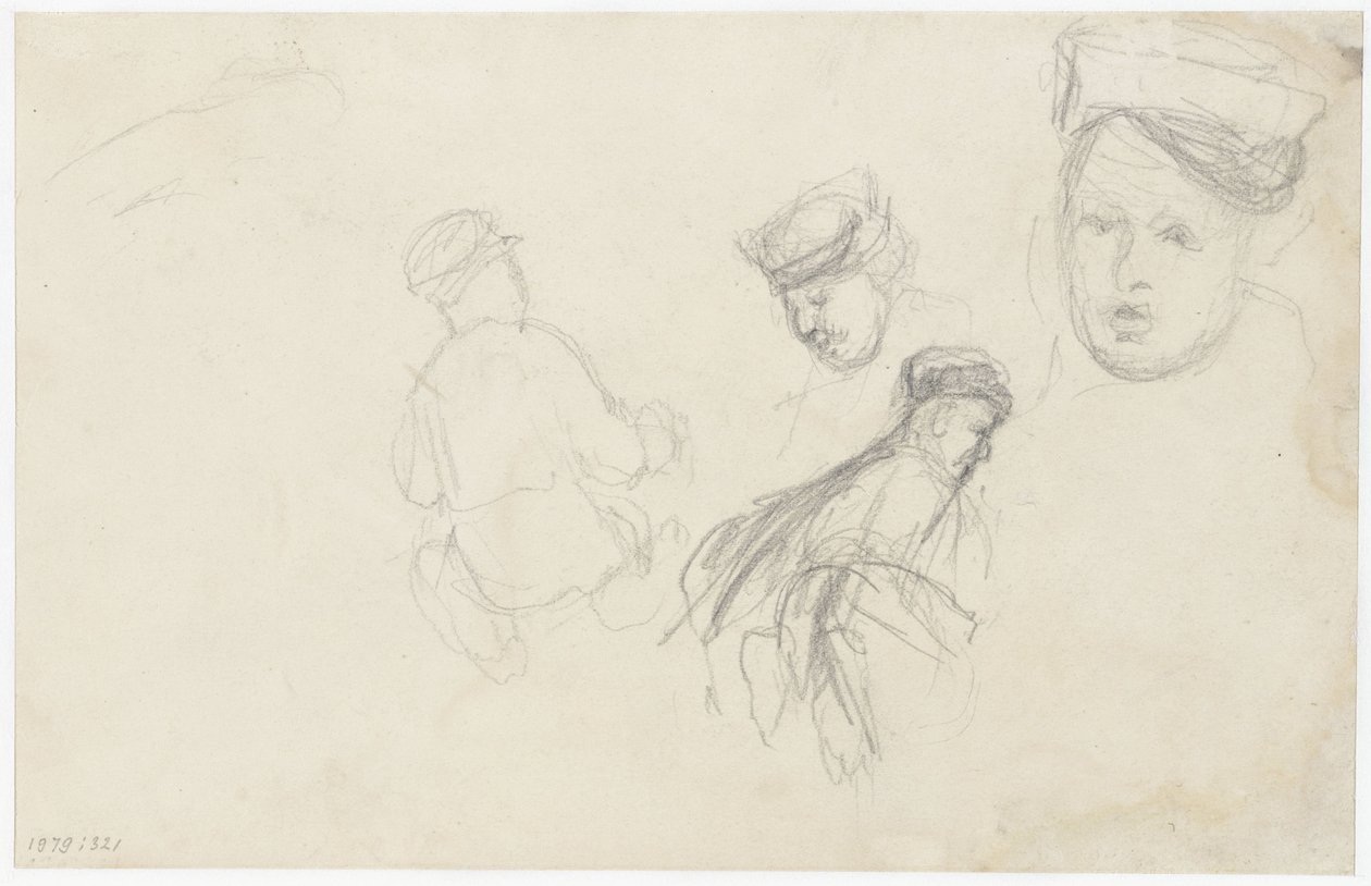 Vier Skizzen von Figuren von Jozef Israëls