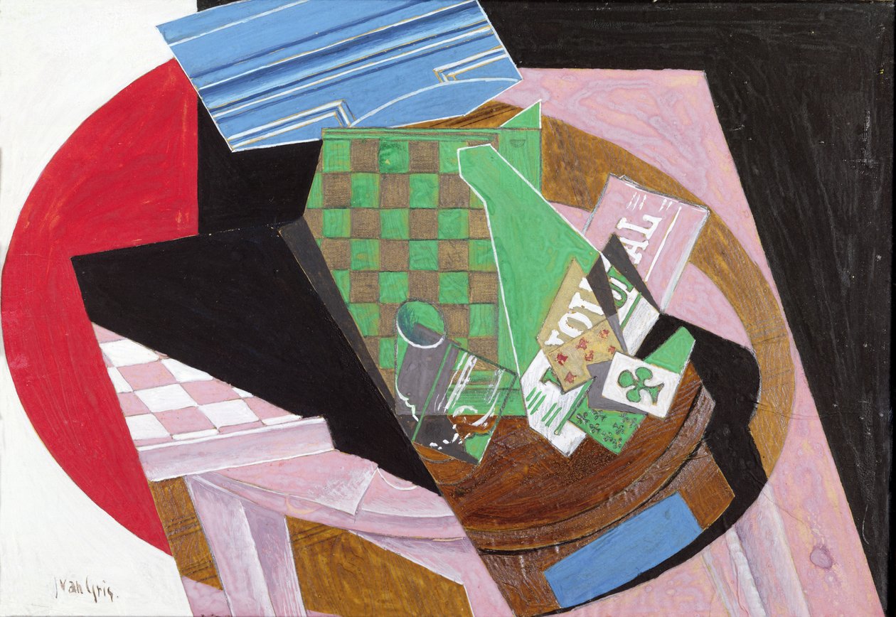 Schachbrett und Spielkarten von Juan Gris