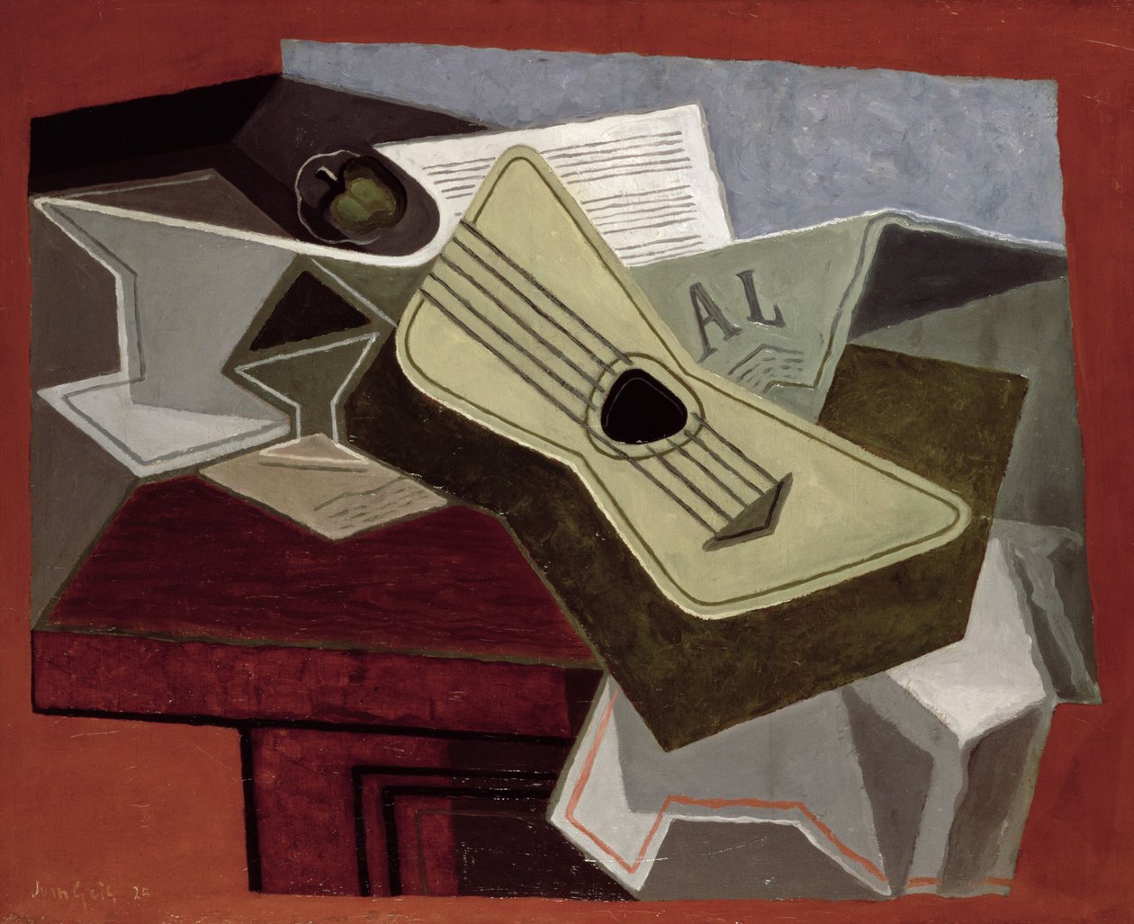 Gitarre und Zeitung, 1925 von Juan Gris