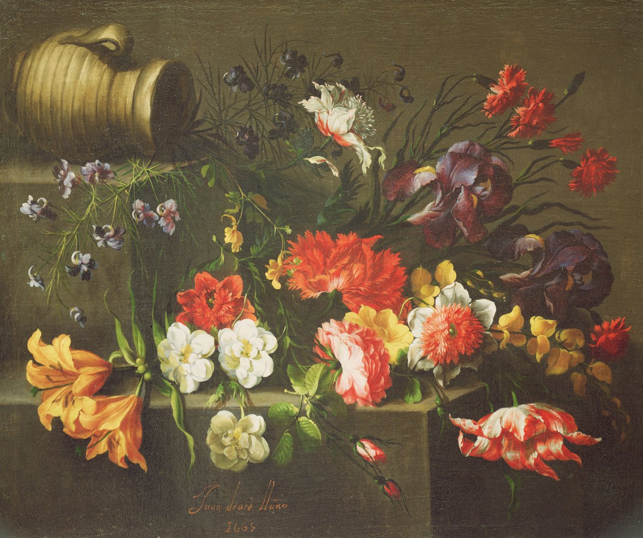 Blumen auf einem Sims von Juan de Arellano