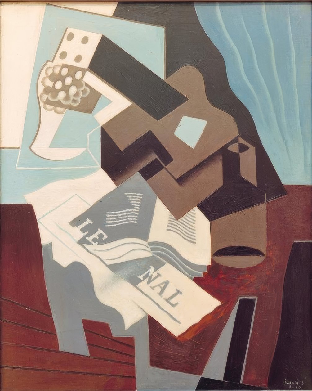 Gitarre, Buch und Zeitung von Juan Gris