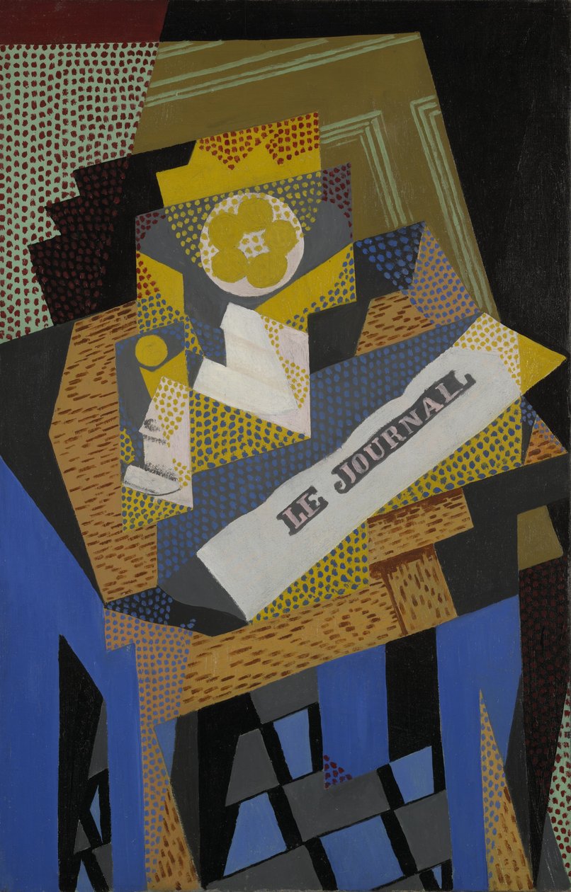 Zeitung und Obstschale, 1916 von Juan Gris
