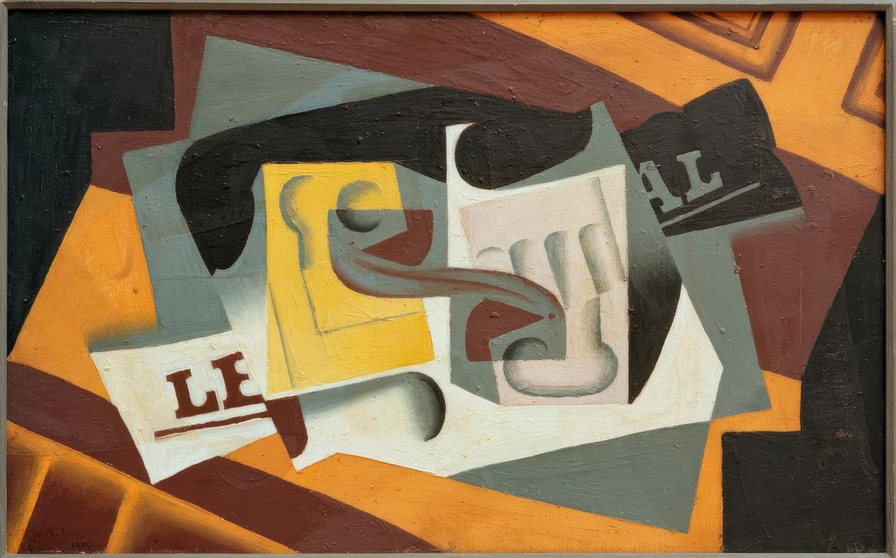 Verre et journal von Juan Gris