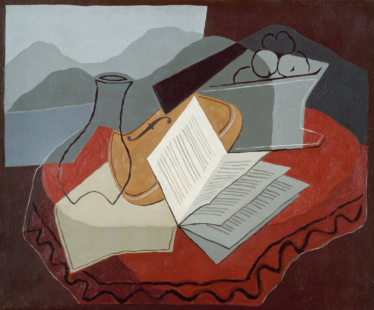 Violine vor einem offenen Fenster von Juan Gris