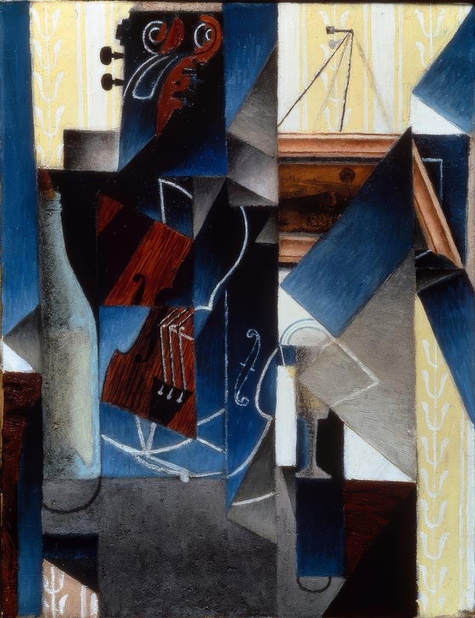 Violon et gravure accrochée von Juan Gris