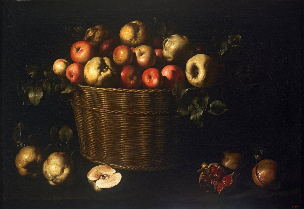 Korb mit Äpfeln, Quitten und Granatäpfeln von Juan de Zurbaran