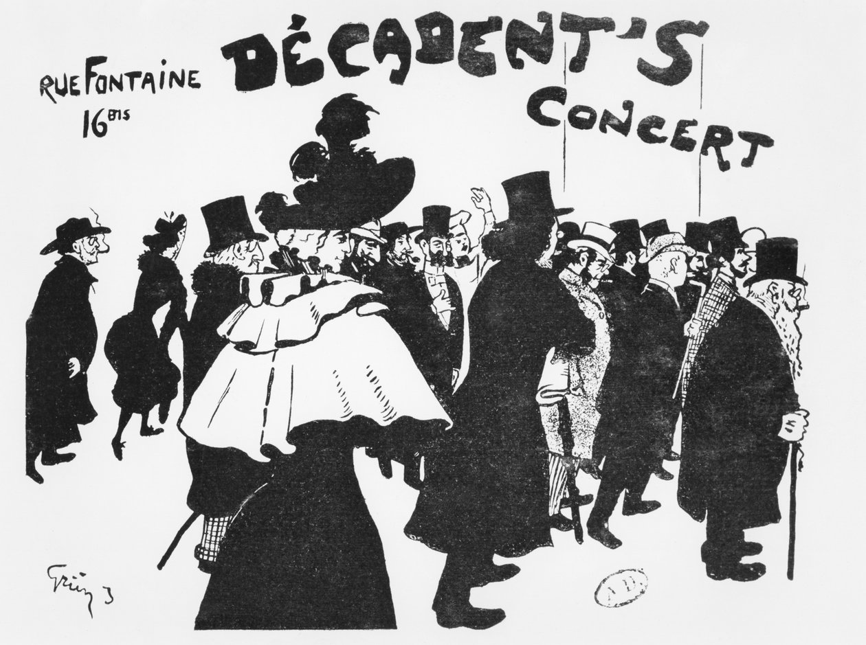 Plakat zur Werbung für ein Konzert im Cafe des Decadents, 16bis rue Fontaine, Paris, um 1900 von Jules Alexandre Gruen or Grun
