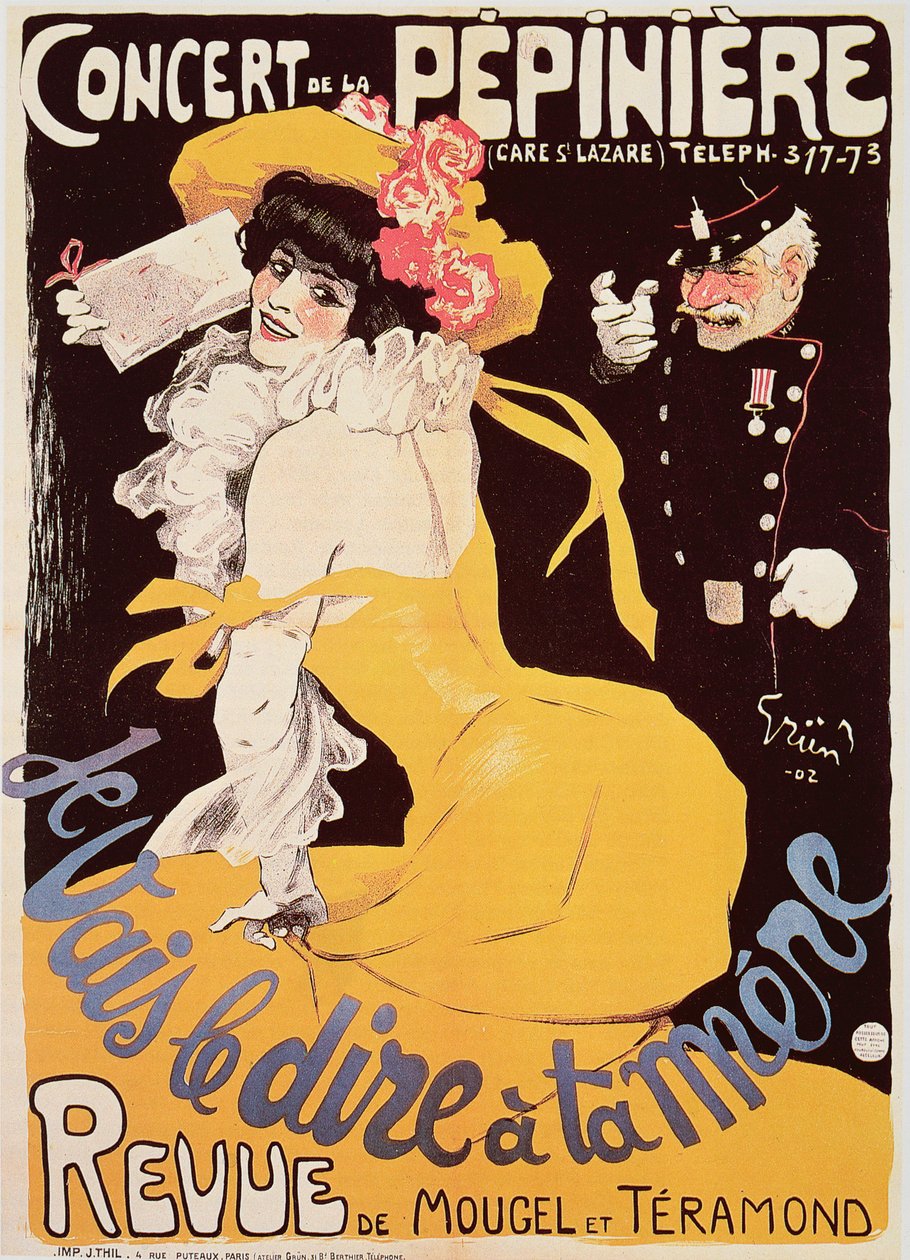 Plakat für das Konzert de la Pepiniere, 1902 von Jules Alexandre Gruen or Grun