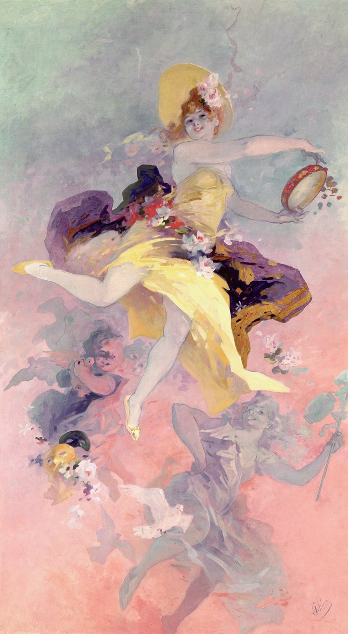 Tänzerin mit baskischem Tamburin von Jules Cheret