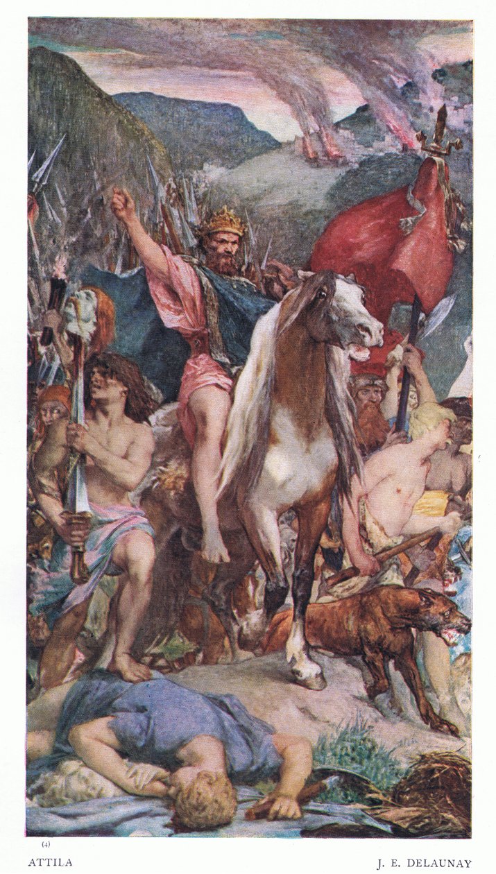 Attila auf dem Marsch nach Paris, aus The Gresham Publishing Company Ltd, 1920 von Jules Elie Delaunay