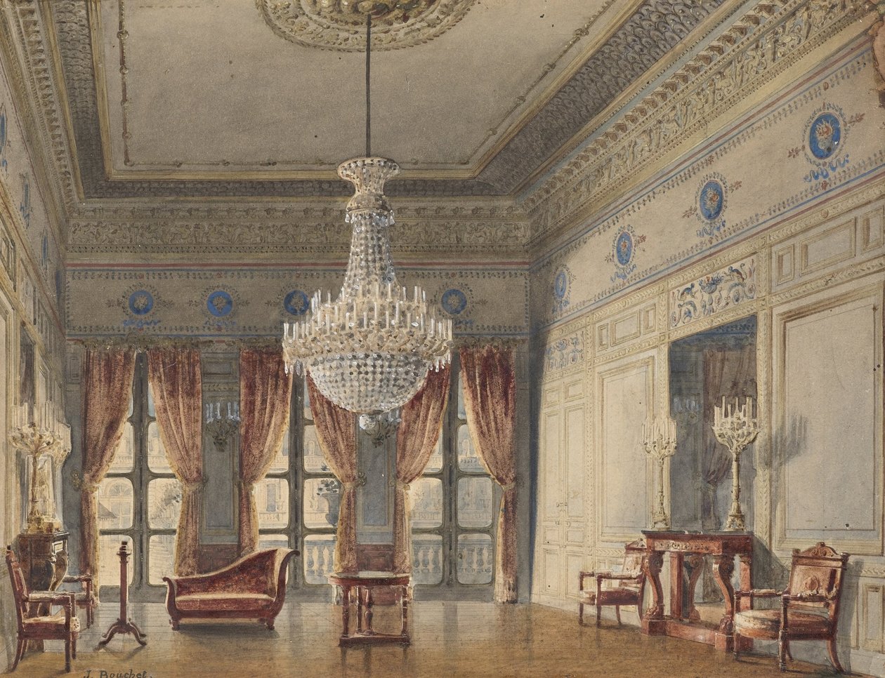 Der Salon im Montpensier-Flügel, Palais Royal von Jules Frédéric Bouchet